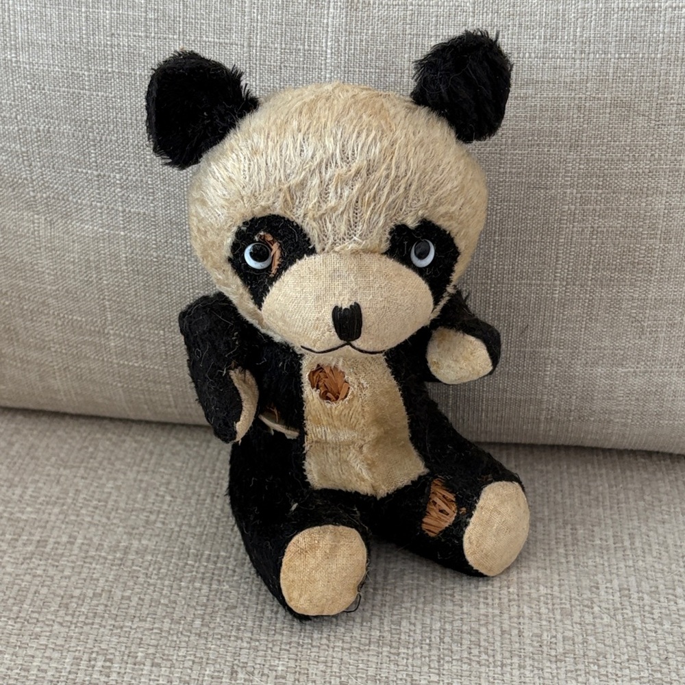 Vintage Black and White Panda Stuffed Animal